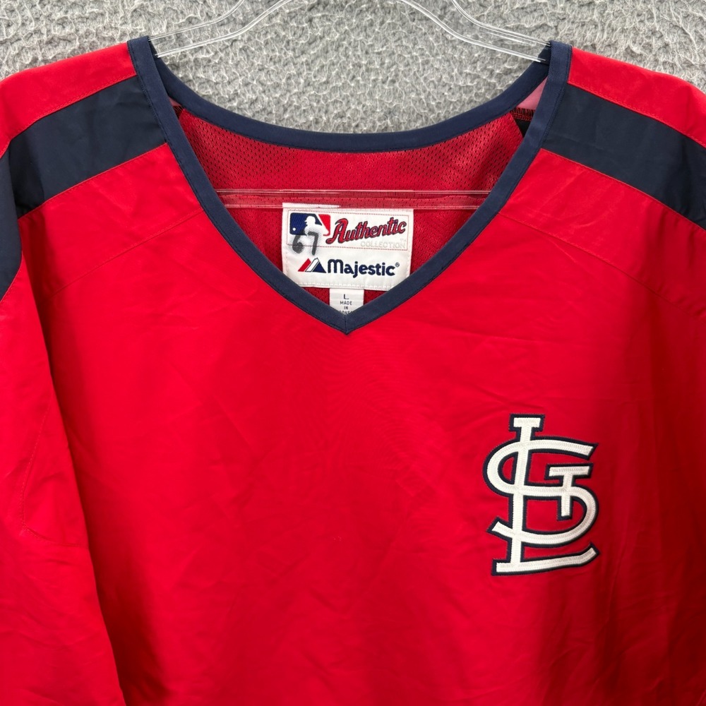 Majestic St Louis Cardinals Pullover Jacket L MLB Windbreaker Player Issued